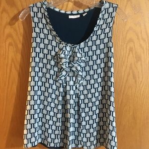 Casual Blue printed blouse with ruffles